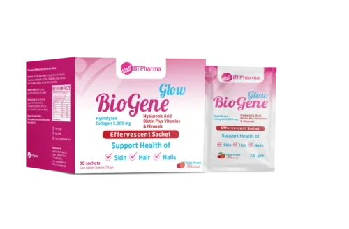 Biogene-Glow-Mockup-510×328 BT Pharma BioGene Glow 5000 mg Sachets بيوجين جلو كولاجين 5.000 مغم أكياس فوارة 30 كيس