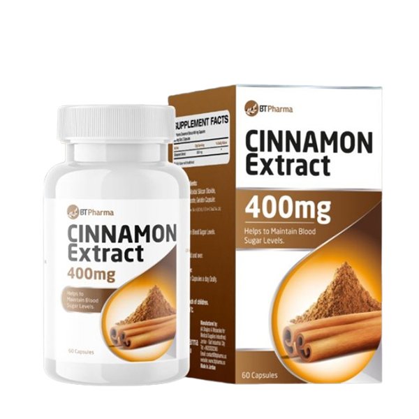 Bt Pharma Cinnamon Extract ( 400mg ) 60Capsules بي تي فارما - خلاصة القرفة (400 مجم) - 60 كبسولة