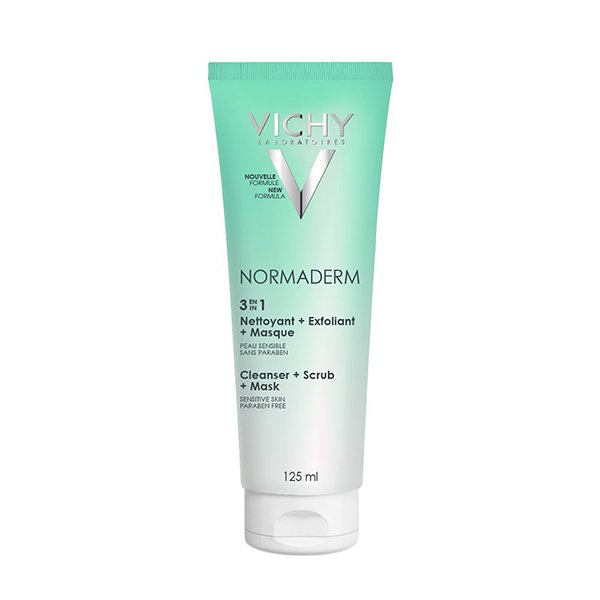 فيتشي نورماديرم 3 في 1 منظف ومقشر وماسك 125 مل Vichy Normaderm 3 In 1 Cleanser, Scrub And Mask 125Ml