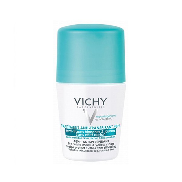 فيتشي مزيل العرق نو وايت مارك رول أون مضاد للتعرق 50 مل Vichy Anti Perspirant Sensitive Or Deplilated Skin Roll On Deodorant 50Ml