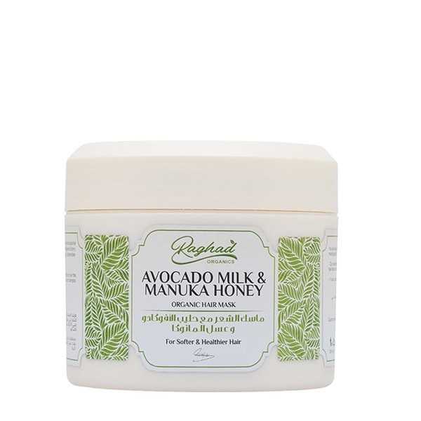 Raghad Organics Avocado Milk & Manuka Honey Mask 500Mlرغد أورجانكس قناع الشعر الأفوكادو بالحليب وعسل المانوكا 500 مل