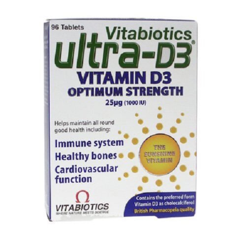 Vitabiotics Ultra-D3 25mcg 96 Tabletفيتابيوتيكس الترا- د3, 25 ميكروغرام ، 96 قرص