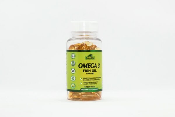 ALFA Vitamins Omega-3 1000mg, 60 softgel حبوب أوميغا 3 1000مج، 60 كبسولة جلايتينة من ألفا فايتمنز