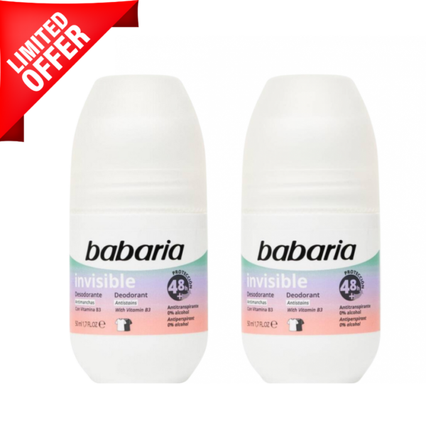 Babaria Invisible Deodorant Roll On 50ml – 2 Pcs offer